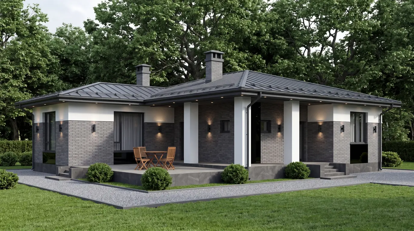 Каменные фасады домов — стиль «stone grey brick»